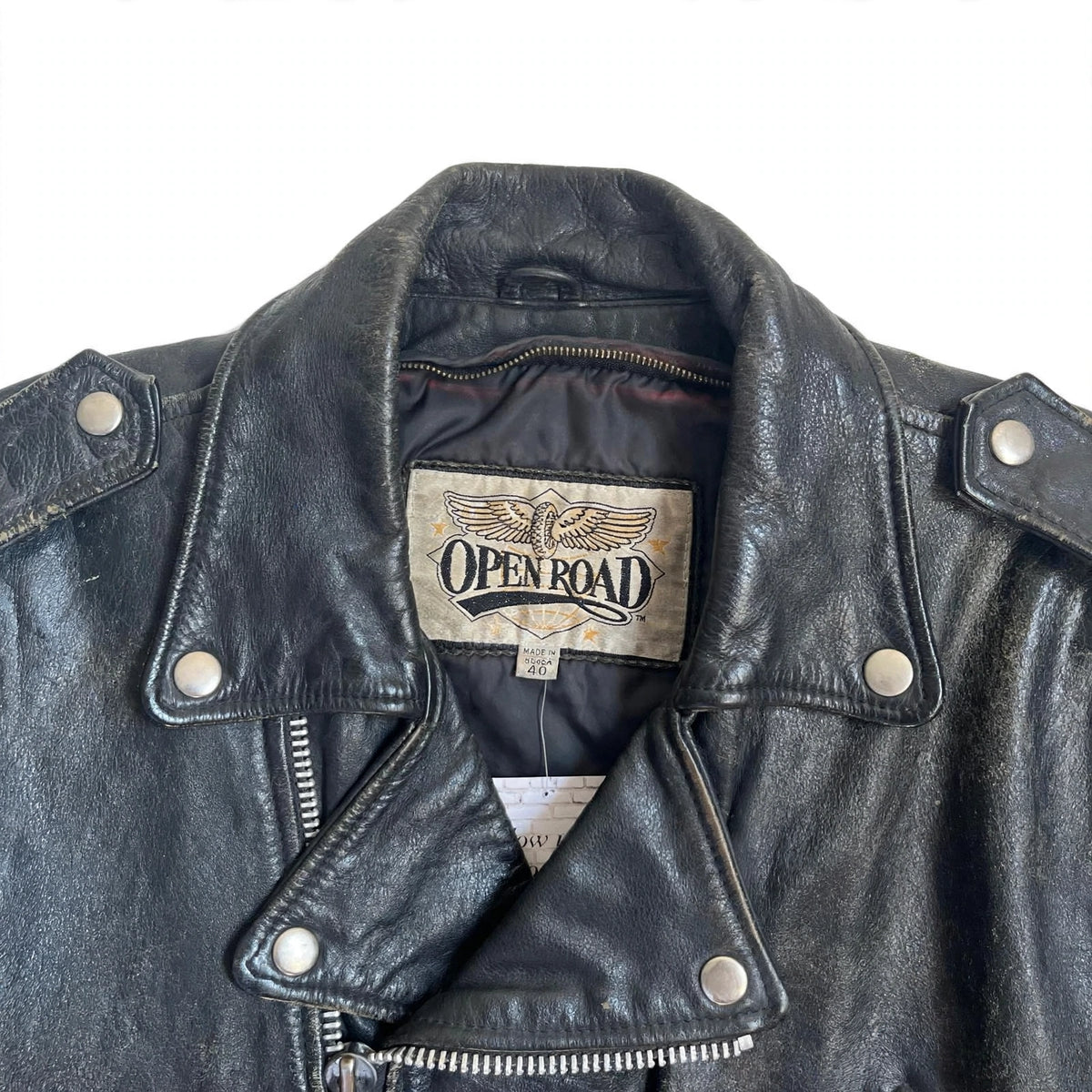 1980s OPEN ROAD LEATHER MOTOR JACKET (LARGE)