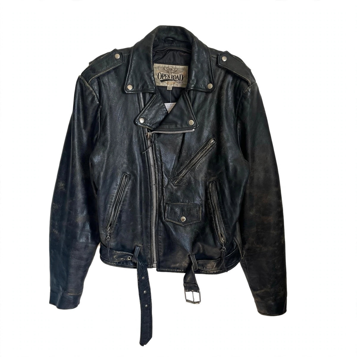 1980s OPEN ROAD LEATHER MOTOR JACKET (LARGE)
