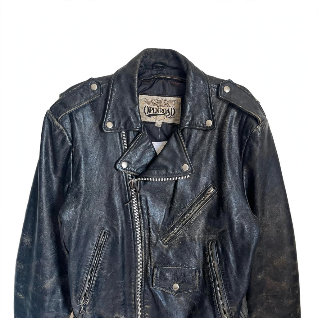 1980s OPEN ROAD LEATHER MOTOR JACKET (LARGE)